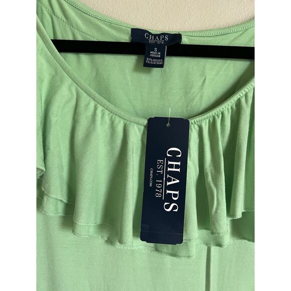 NWT Chaps Sleeveless Ruffle Scoop-neck Light Green Top size Medium Resort Wear - Picture 2 of 5